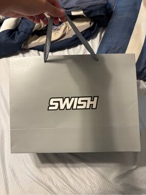 SWish Men's Grey Tote Bag with Ribbon Handles
